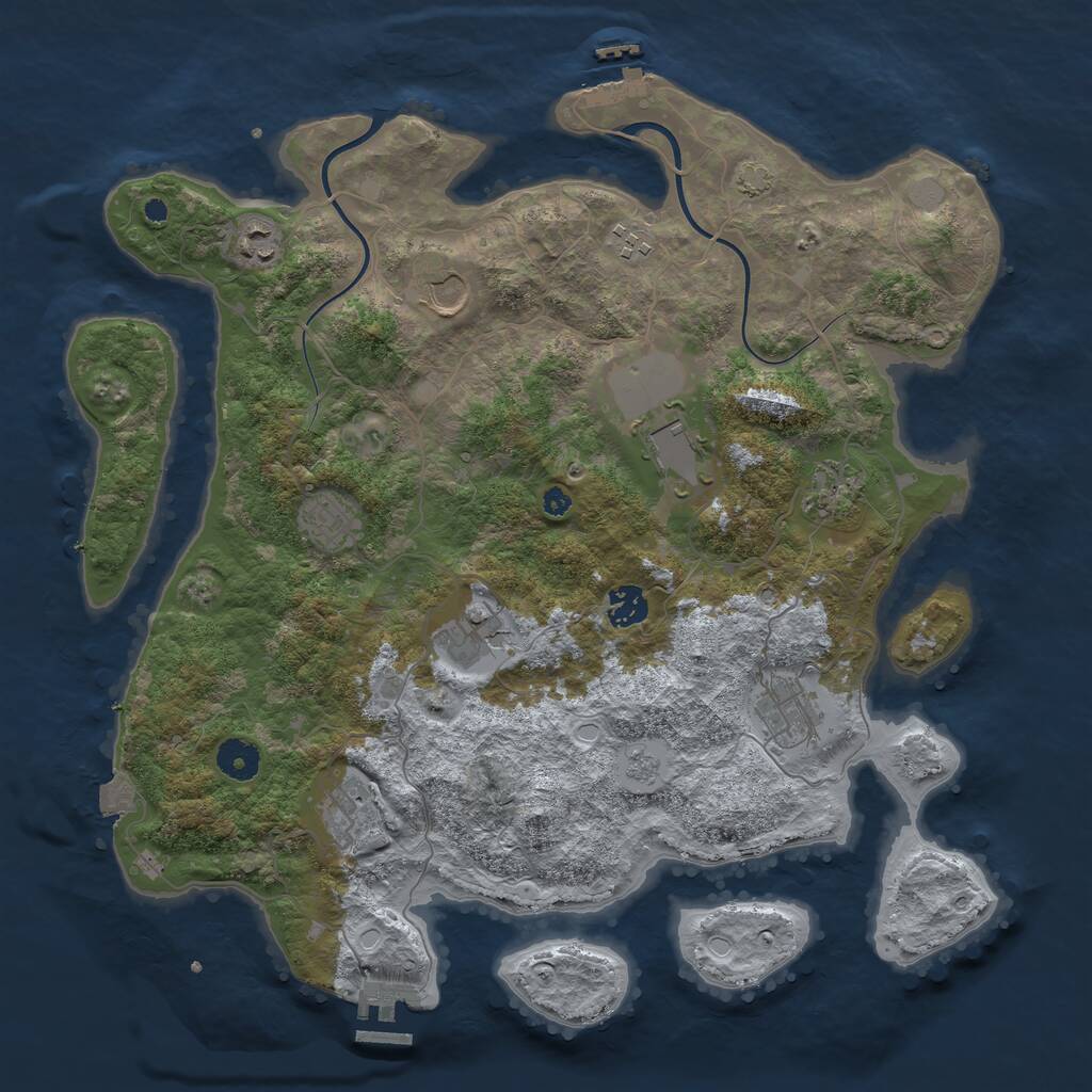 Rust Map: Procedural Map, Size: 3900, Seed: 84482106, 15 Monuments