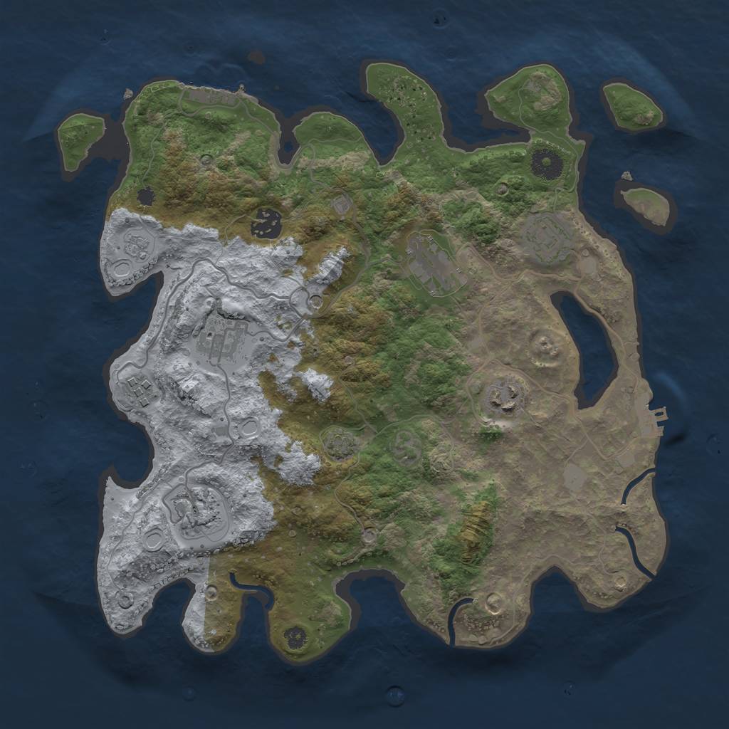 Rust Map: Procedural Map, Size: 3450, Seed: 50750164, 15 Monuments