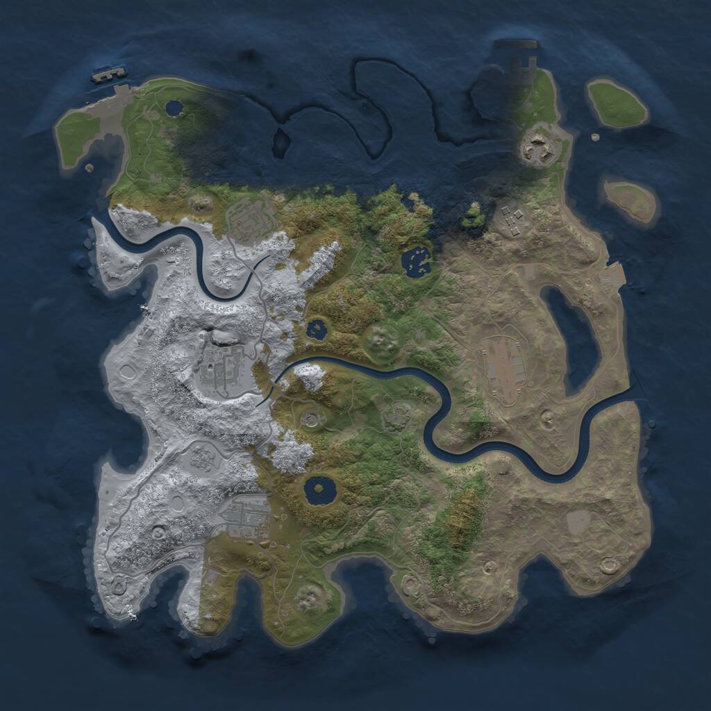 Rust Map: Procedural Map, Size: 3450, Seed: 50750164, 13 Monuments