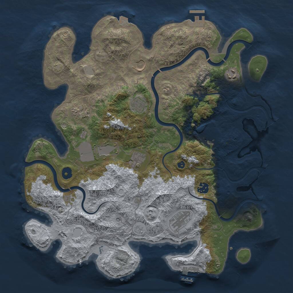 Rust Map: Procedural Map, Size: 3900, Seed: 58579789, 16 Monuments