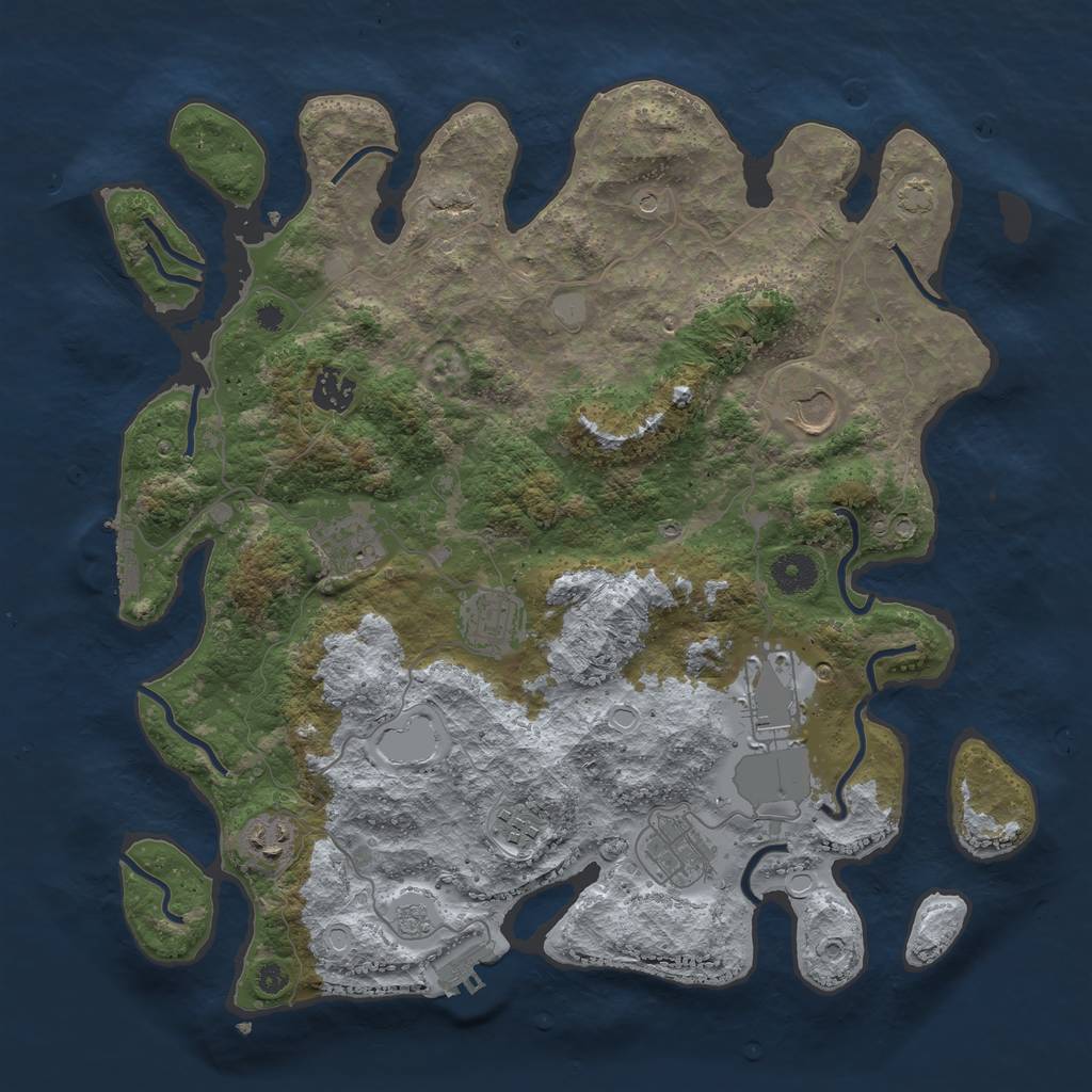 Rust Map: Procedural Map, Size: 3800, Seed: 52002095, 16 Monuments