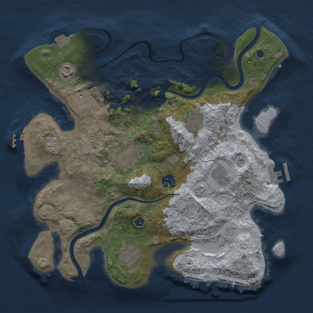 Rust Map: Procedural Map, Size: 3450, Seed: 19807625, 14 Monuments