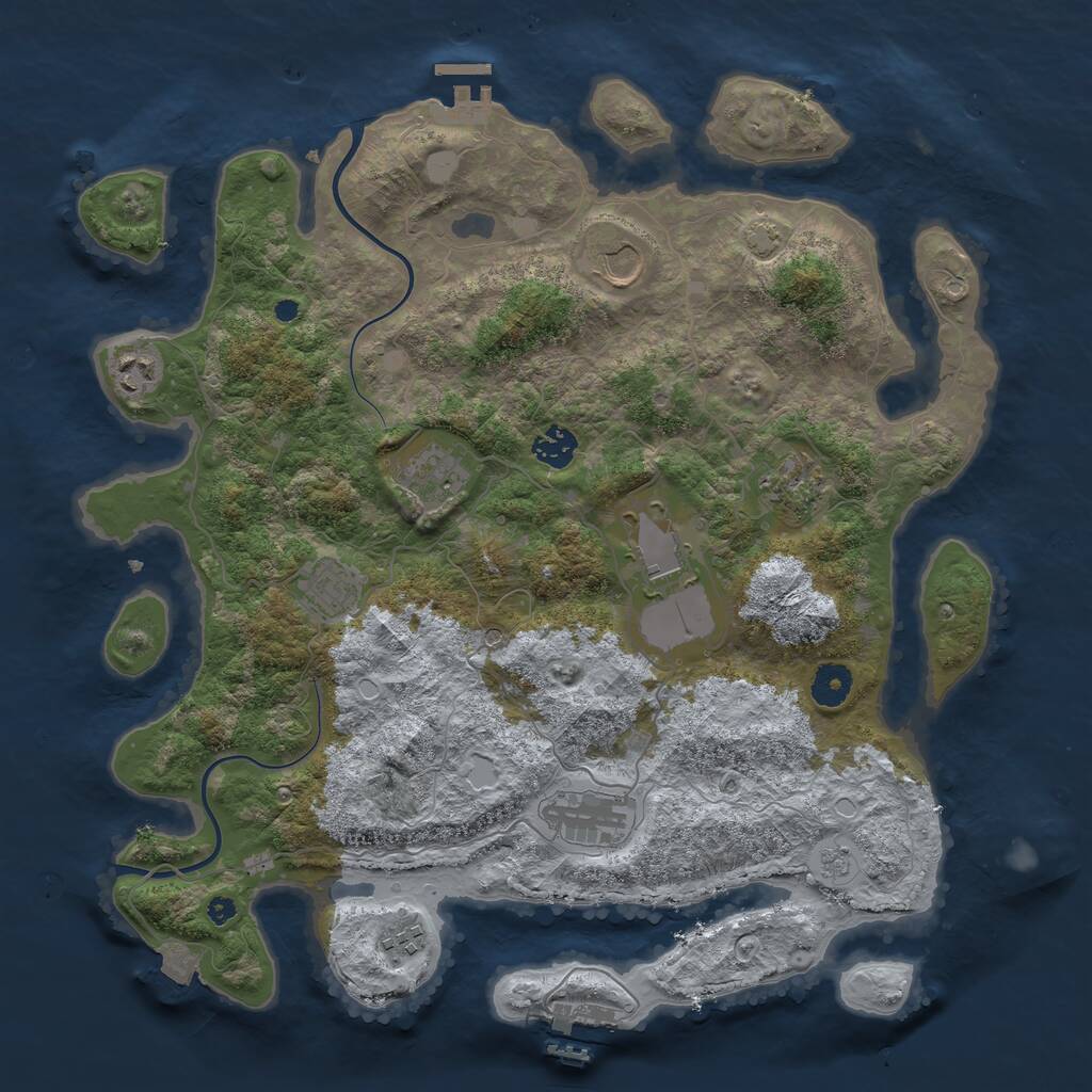 Rust Map: Procedural Map, Size: 3900, Seed: 75071689, 15 Monuments