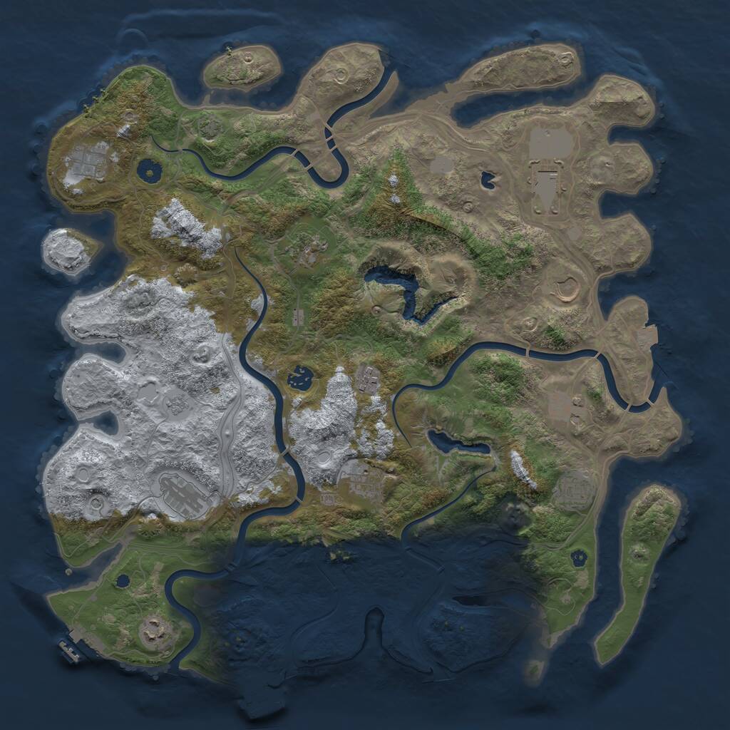 Rust Map: Procedural Map, Size: 4400, Seed: 17581433, 17 Monuments