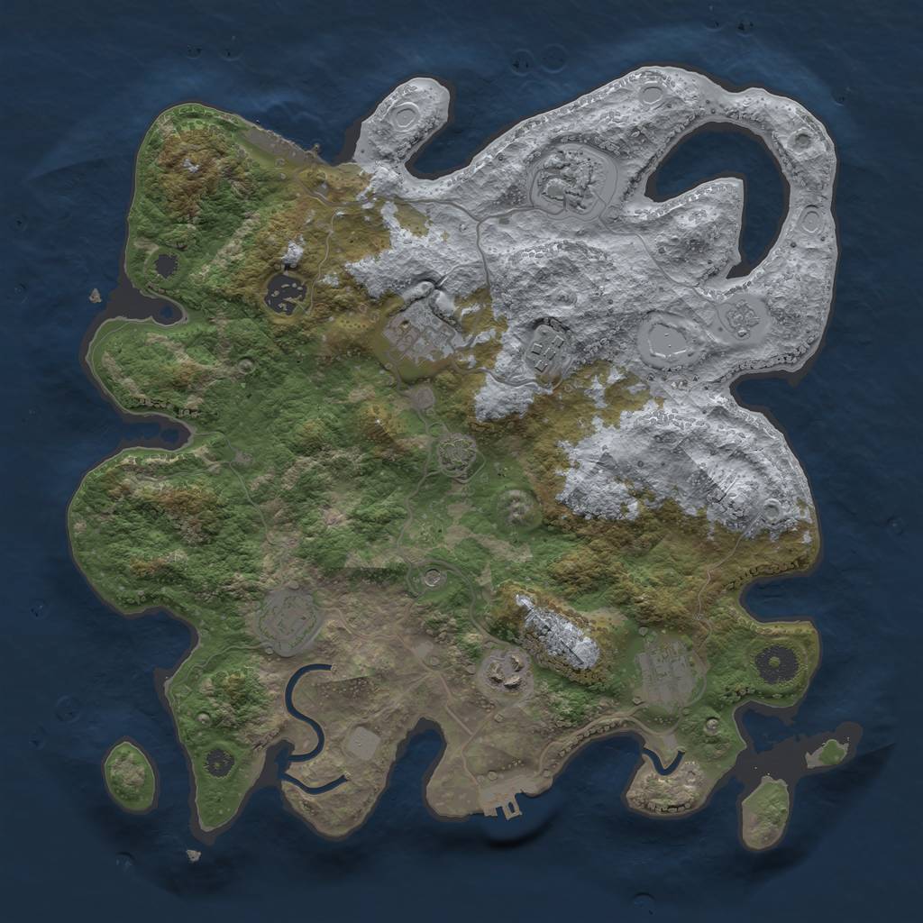Rust Map: Procedural Map, Size: 3450, Seed: 90296705, 15 Monuments