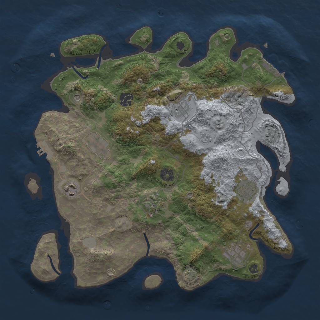 Rust Map: Procedural Map, Size: 3450, Seed: 317235, 16 Monuments