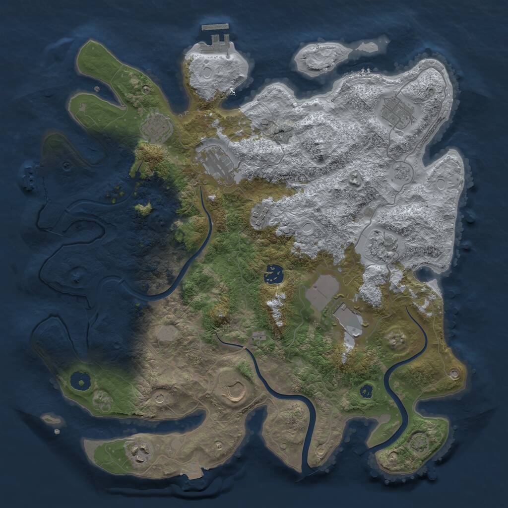 Rust Map: Procedural Map, Size: 3800, Seed: 43993713, 15 Monuments