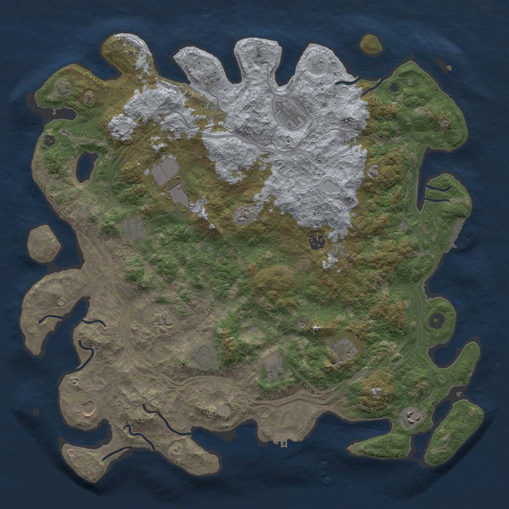 Rust Map: Procedural Map, Size: 4800, Seed: 893476920, 19 Monuments