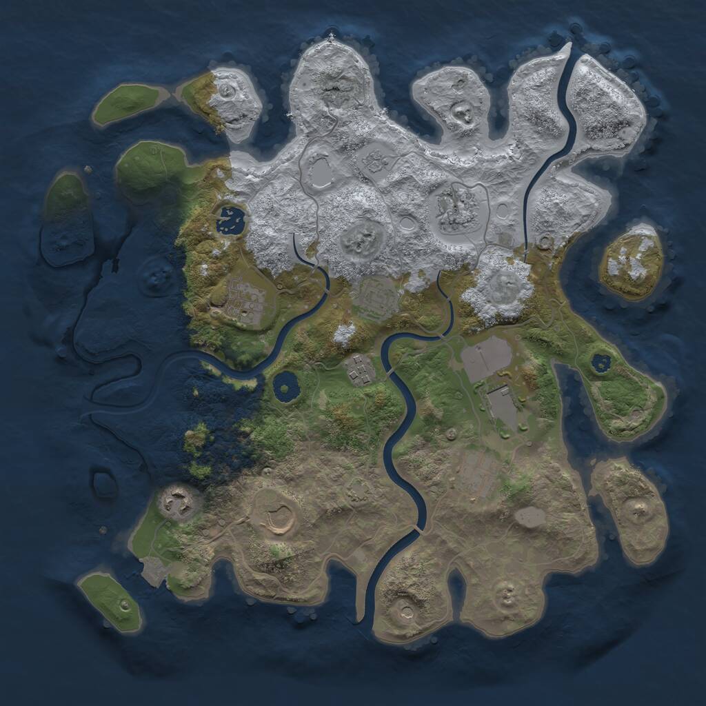 Rust Map: Procedural Map, Size: 3650, Seed: 88270975, 13 Monuments