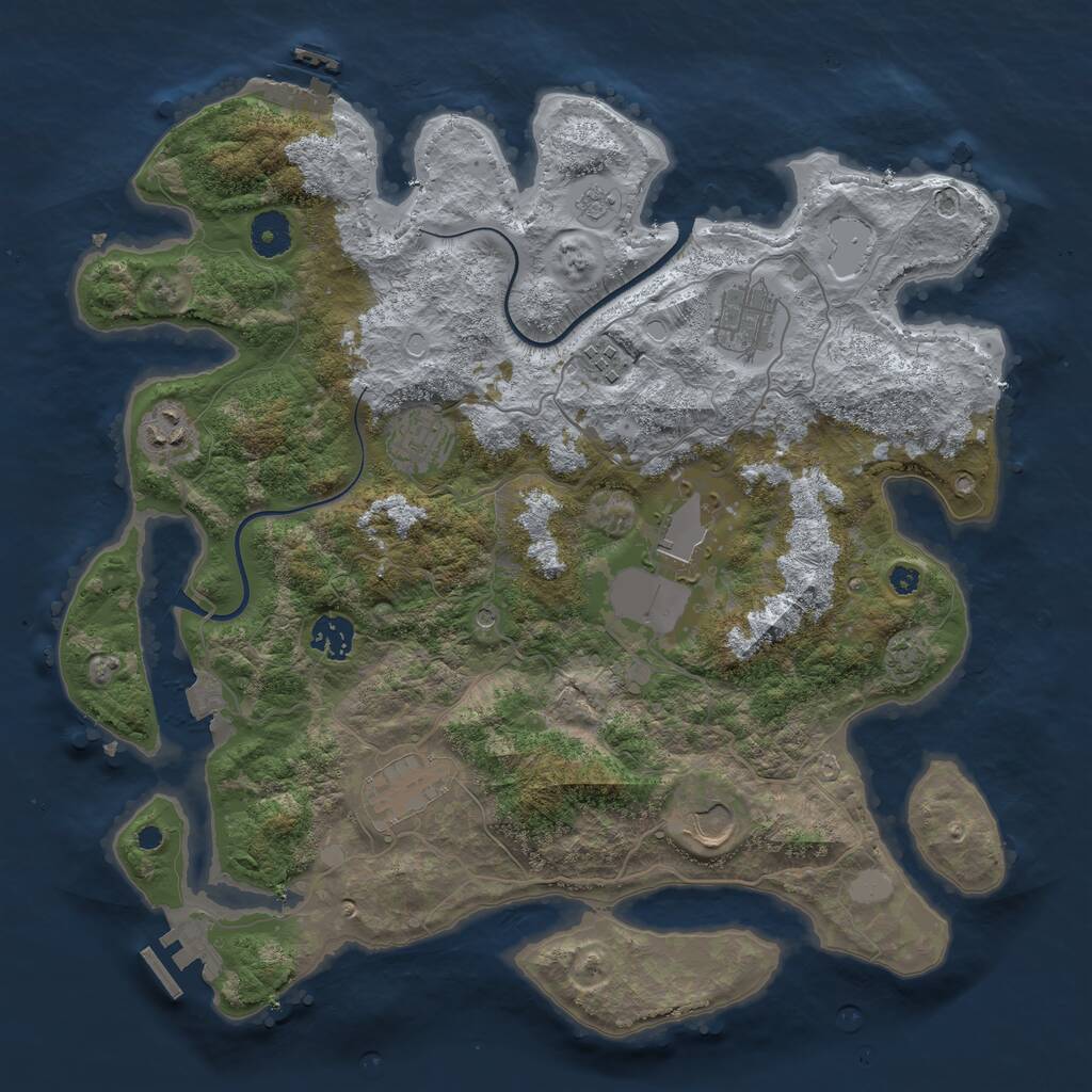Rust Map: Procedural Map, Size: 3750, Seed: 35435625, 14 Monuments