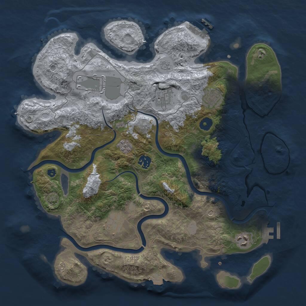 Rust Map: Procedural Map, Size: 3600, Seed: 23936065, 13 Monuments