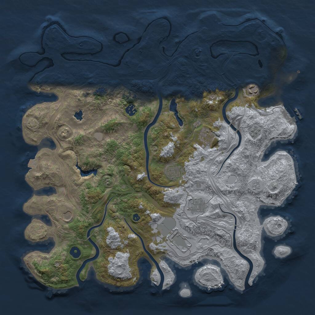 Rust Map: Procedural Map, Size: 4300, Seed: 55442171, 14 Monuments