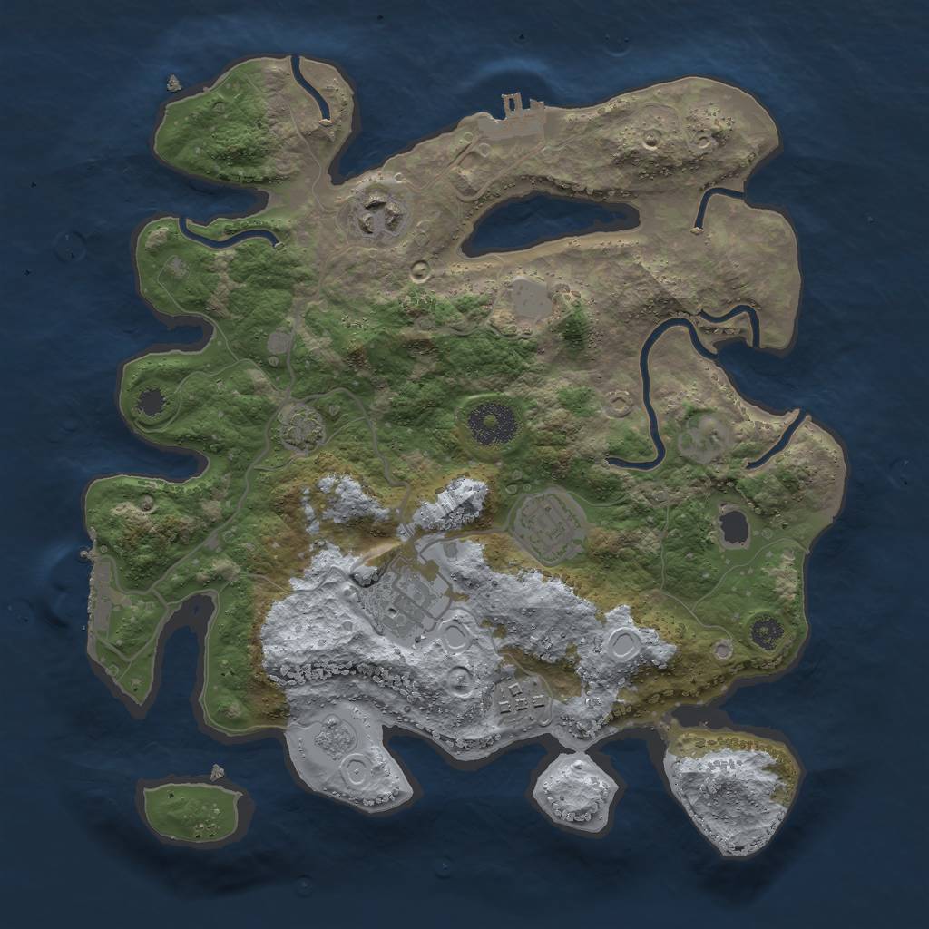 Rust Map: Procedural Map, Size: 3000, Seed: 28161, 11 Monuments