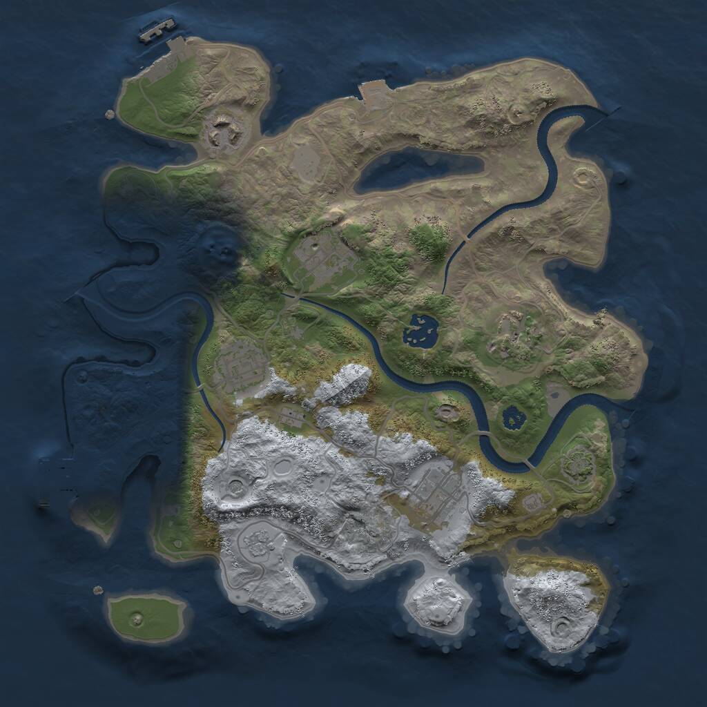 Rust Map: Procedural Map, Size: 3000, Seed: 28161, 12 Monuments