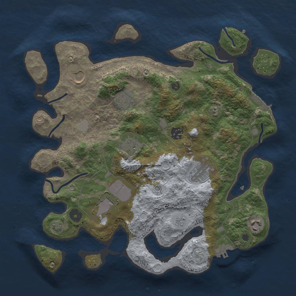 Rust Map: Procedural Map, Size: 3500, Seed: 12837, 15 Monuments