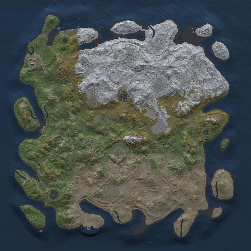 Rust Map: Procedural Map, Size: 4300, Seed: 38206679, 17 Monuments