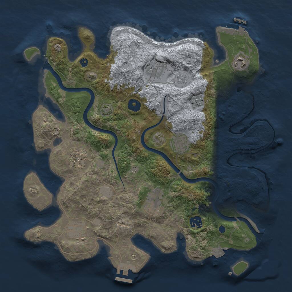 Rust Map: Procedural Map, Size: 3450, Seed: 29974840, 14 Monuments
