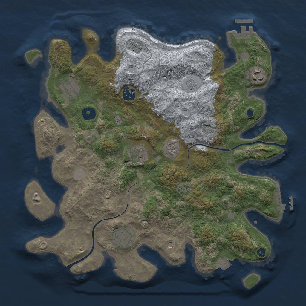 Rust Map: Procedural Map, Size: 3450, Seed: 29974840, 12 Monuments