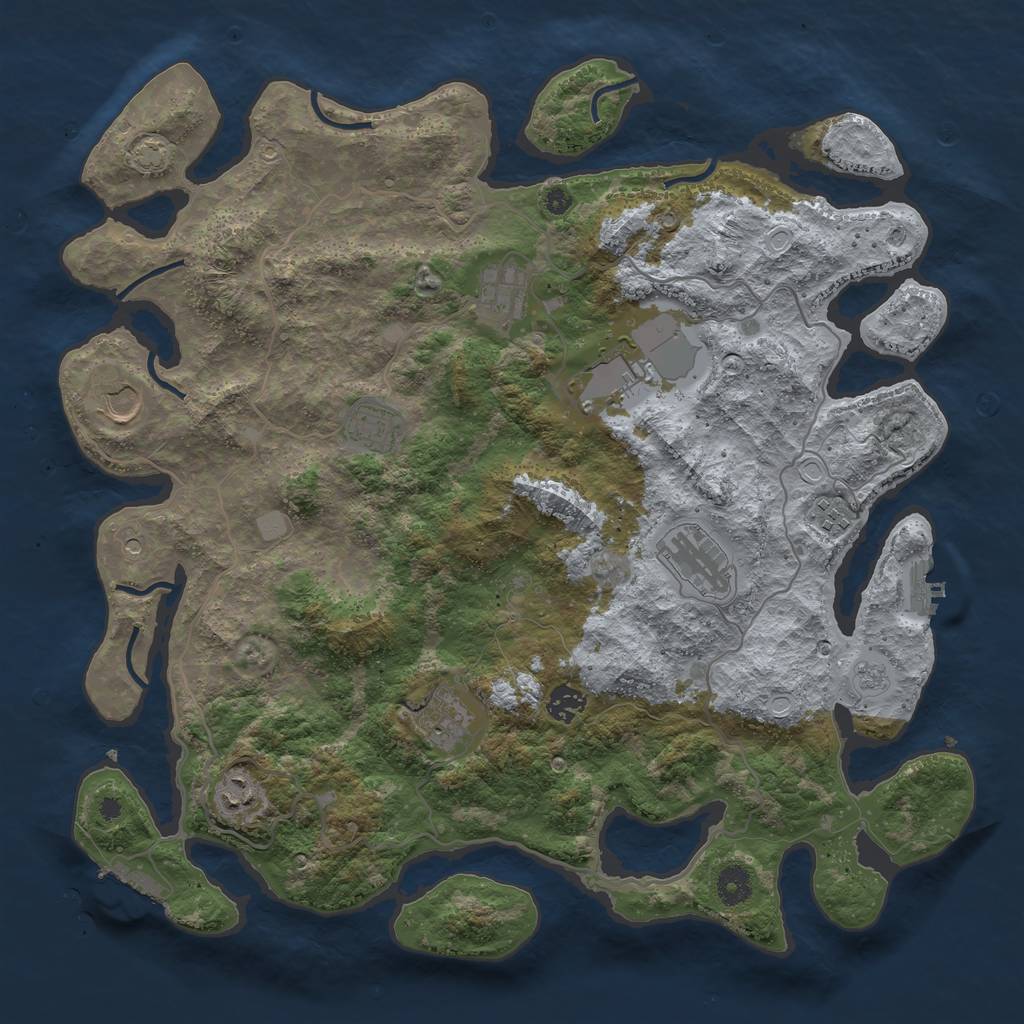 Rust Map: Procedural Map, Size: 4100, Seed: 58096986, 17 Monuments