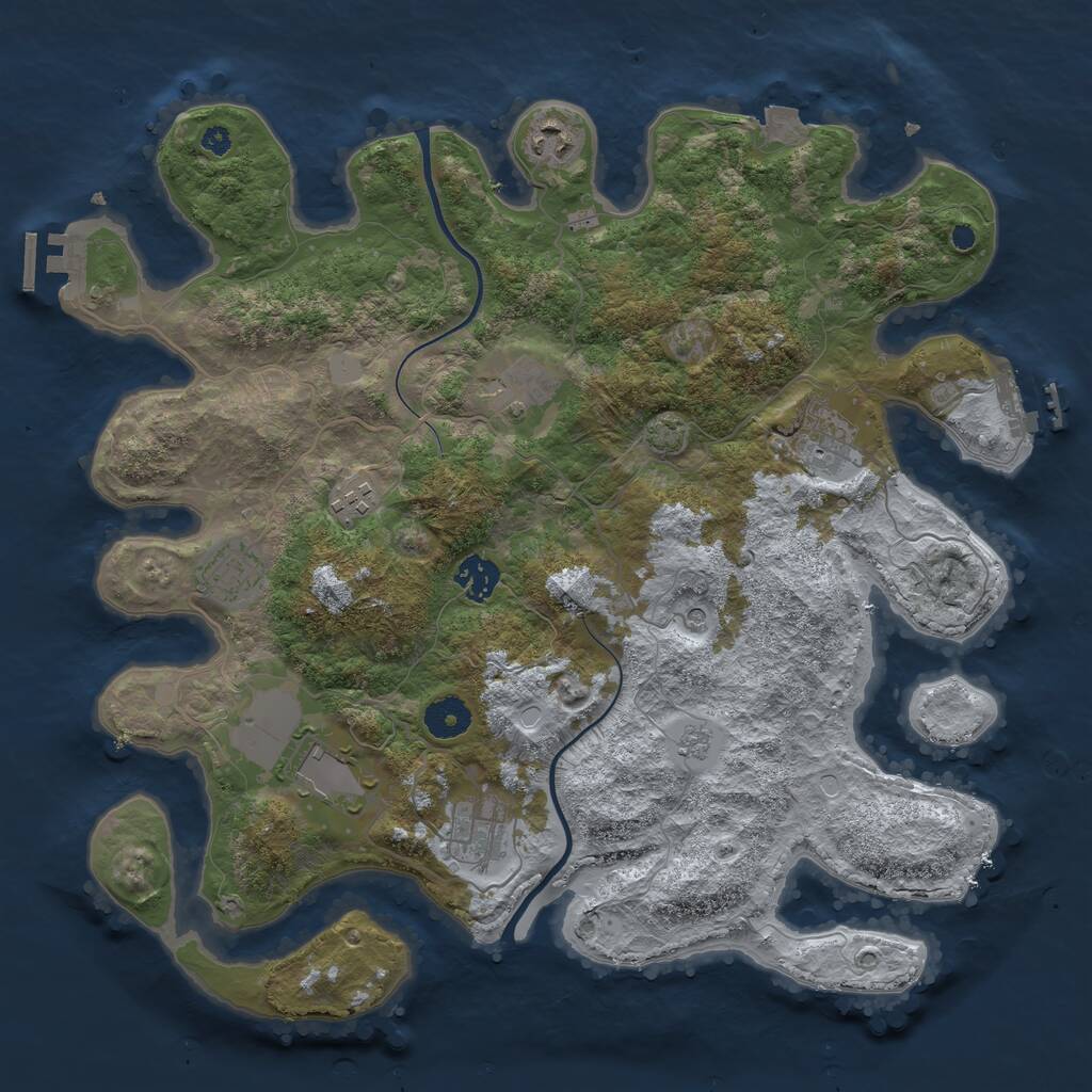 Rust Map: Procedural Map, Size: 3750, Seed: 33463282, 14 Monuments