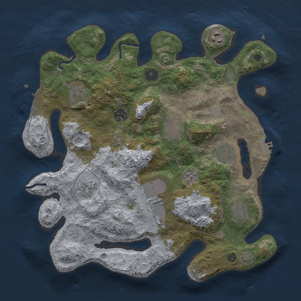 Rust Map: Procedural Map, Size: 3500, Seed: 332159300, 17 Monuments