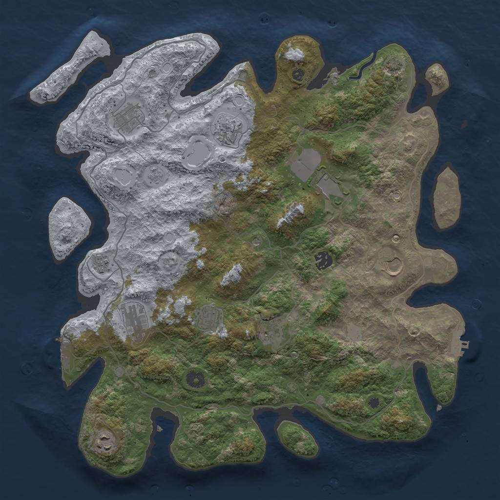 Rust Map: Procedural Map, Size: 4100, Seed: 37573625, 18 Monuments