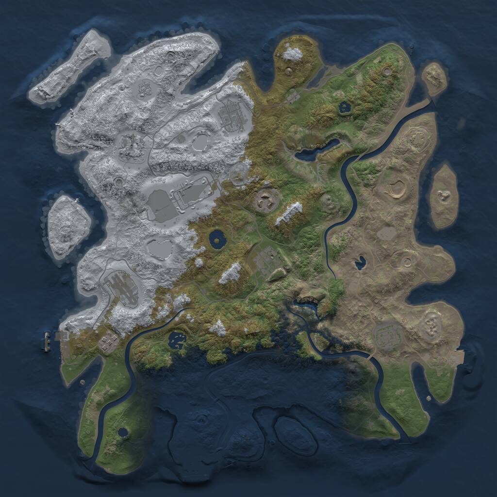 Rust Map: Procedural Map, Size: 4100, Seed: 37573625, 16 Monuments