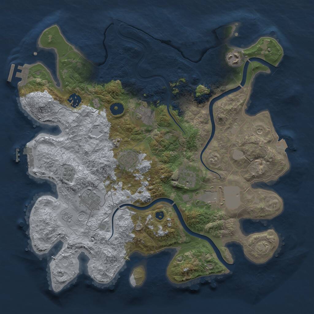 Rust Map: Procedural Map, Size: 3600, Seed: 41249663, 14 Monuments