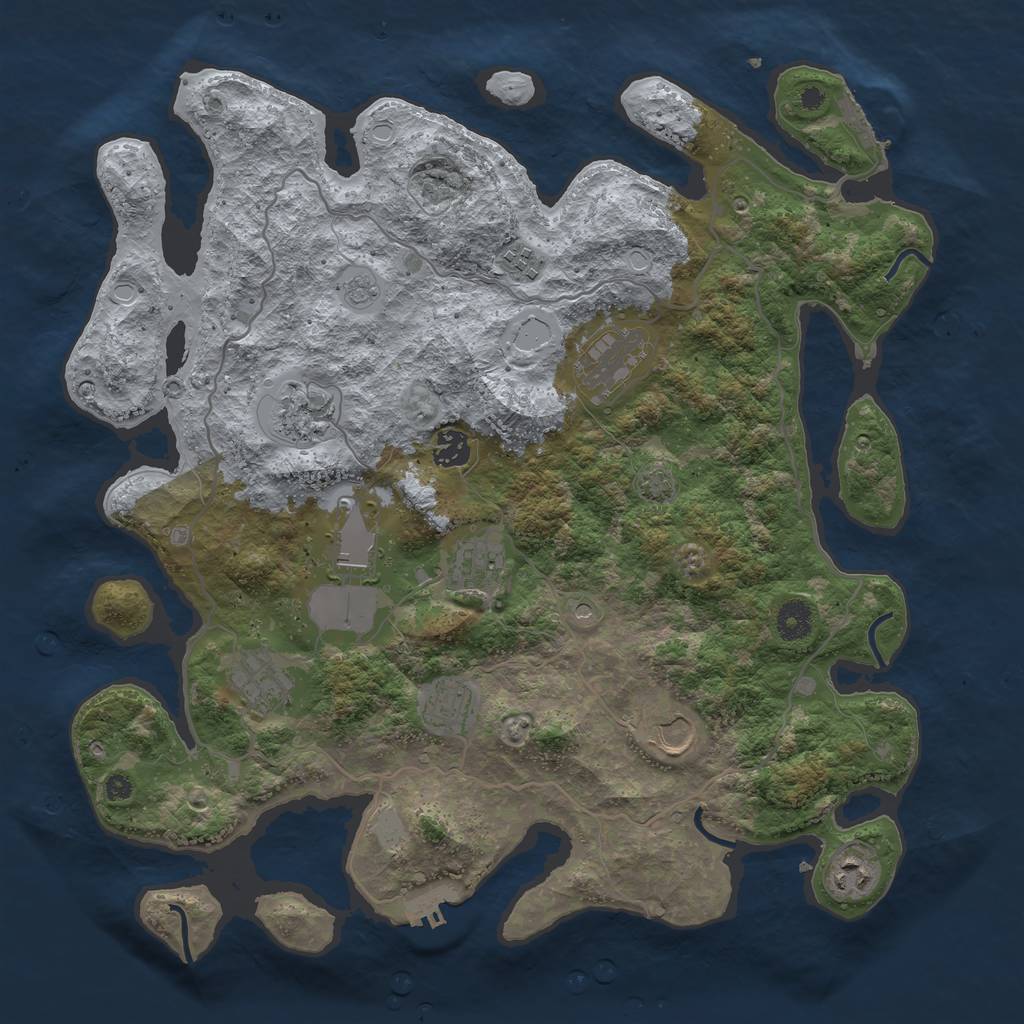 Rust Map: Procedural Map, Size: 4000, Seed: 63253622, 18 Monuments