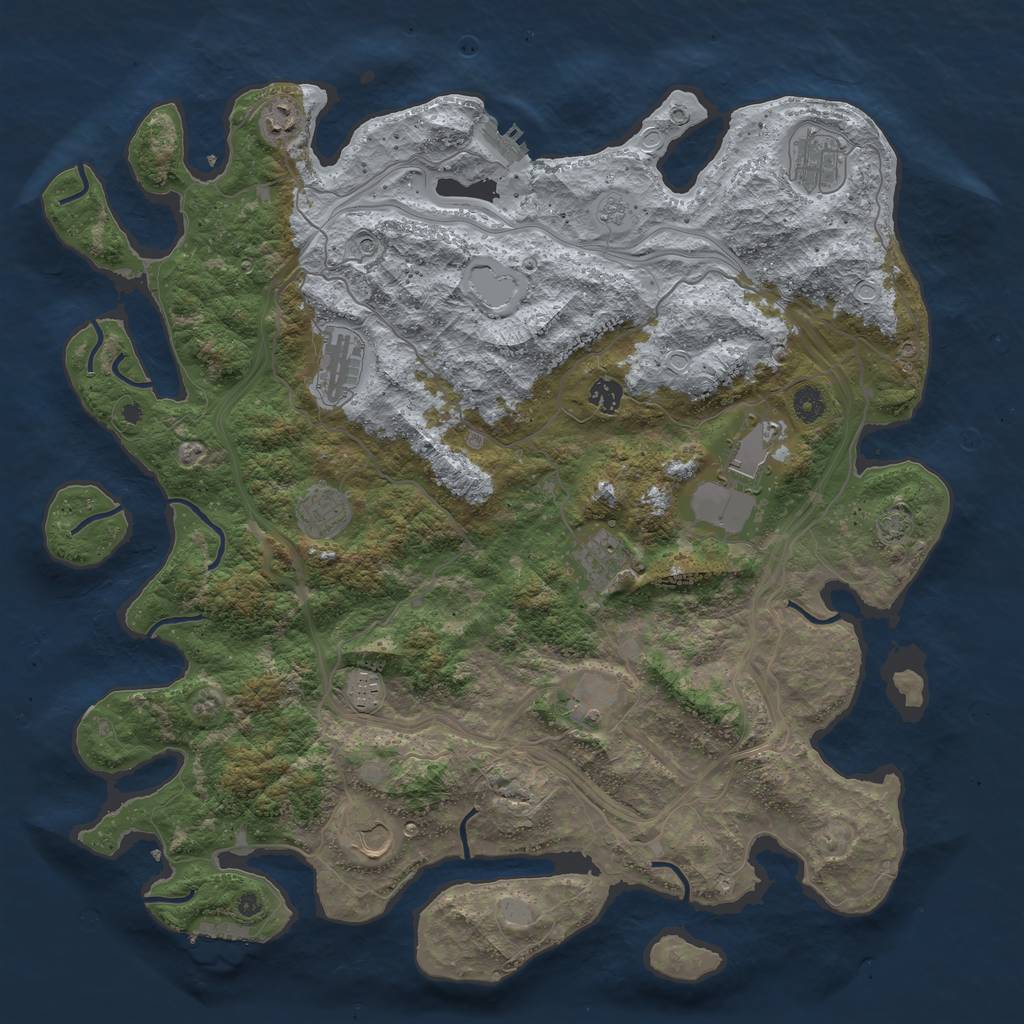 Rust Map: Procedural Map, Size: 4500, Seed: 1945916257, 18 Monuments