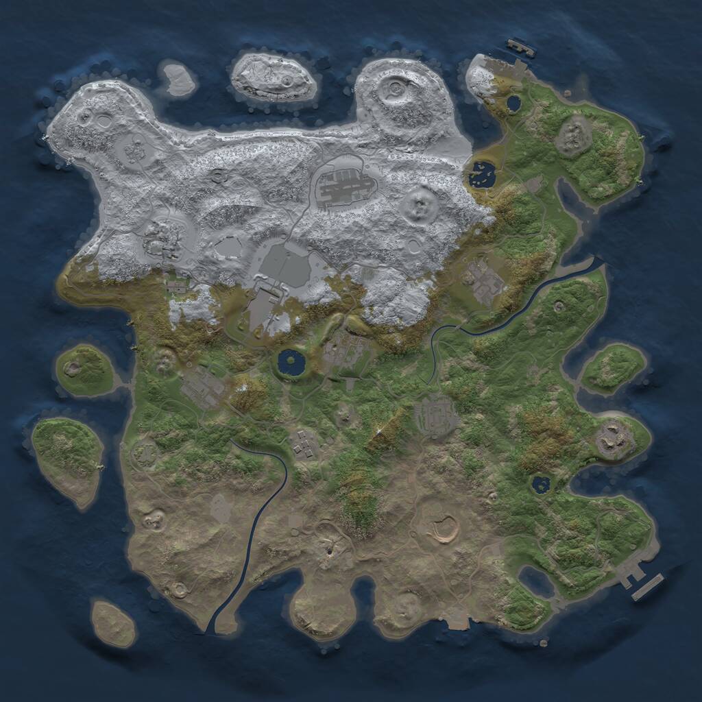 Rust Map: Procedural Map, Size: 3850, Seed: 86272299, 17 Monuments