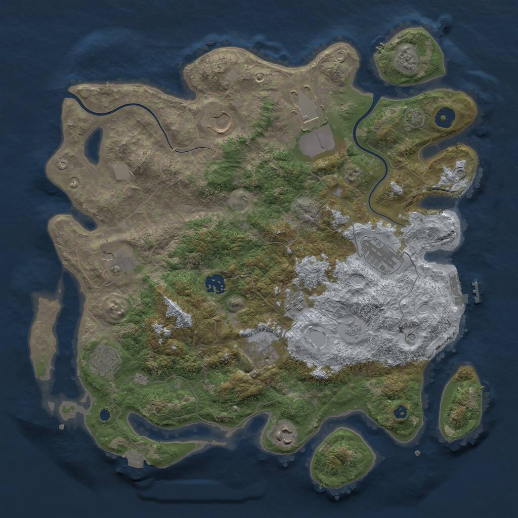 Rust Map: Procedural Map, Size: 3850, Seed: 1624750, 14 Monuments