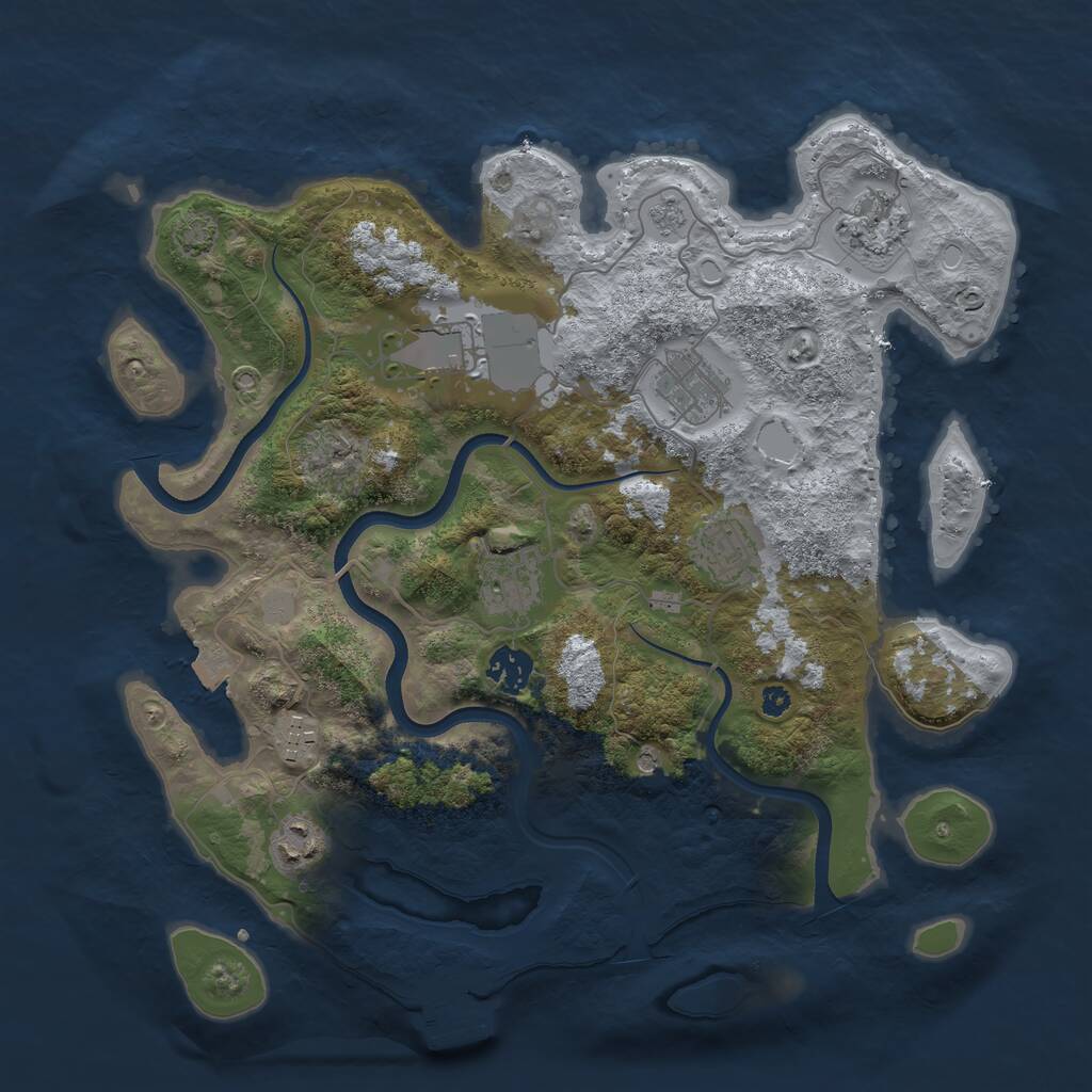 Rust Map: Procedural Map, Size: 3600, Seed: 1277430, 13 Monuments