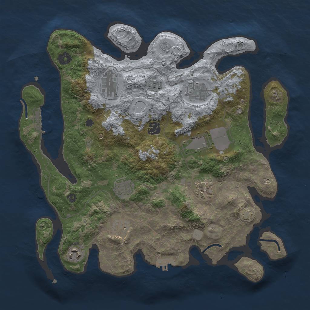 Rust Map: Procedural Map, Size: 3500, Seed: 458912, 16 Monuments