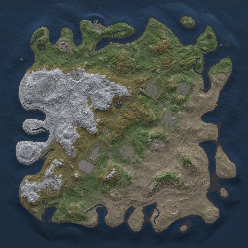 Rust Map: Procedural Map, Size: 4300, Seed: 50275043, 19 Monuments