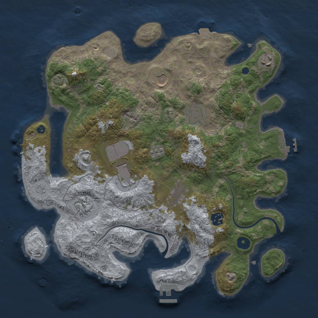 Rust Map: Procedural Map, Size: 3700, Seed: 28163838, 14 Monuments