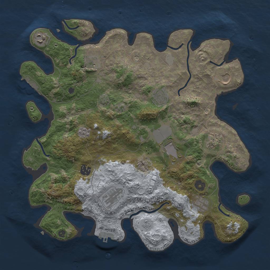 Rust Map: Procedural Map, Size: 3750, Seed: 1045868554, 18 Monuments