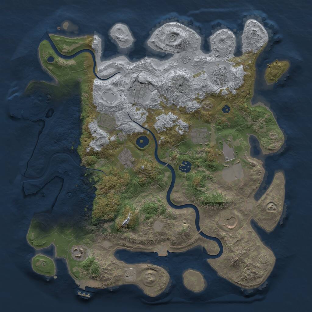 Rust Map: Procedural Map, Size: 3850, Seed: 6364421, 16 Monuments