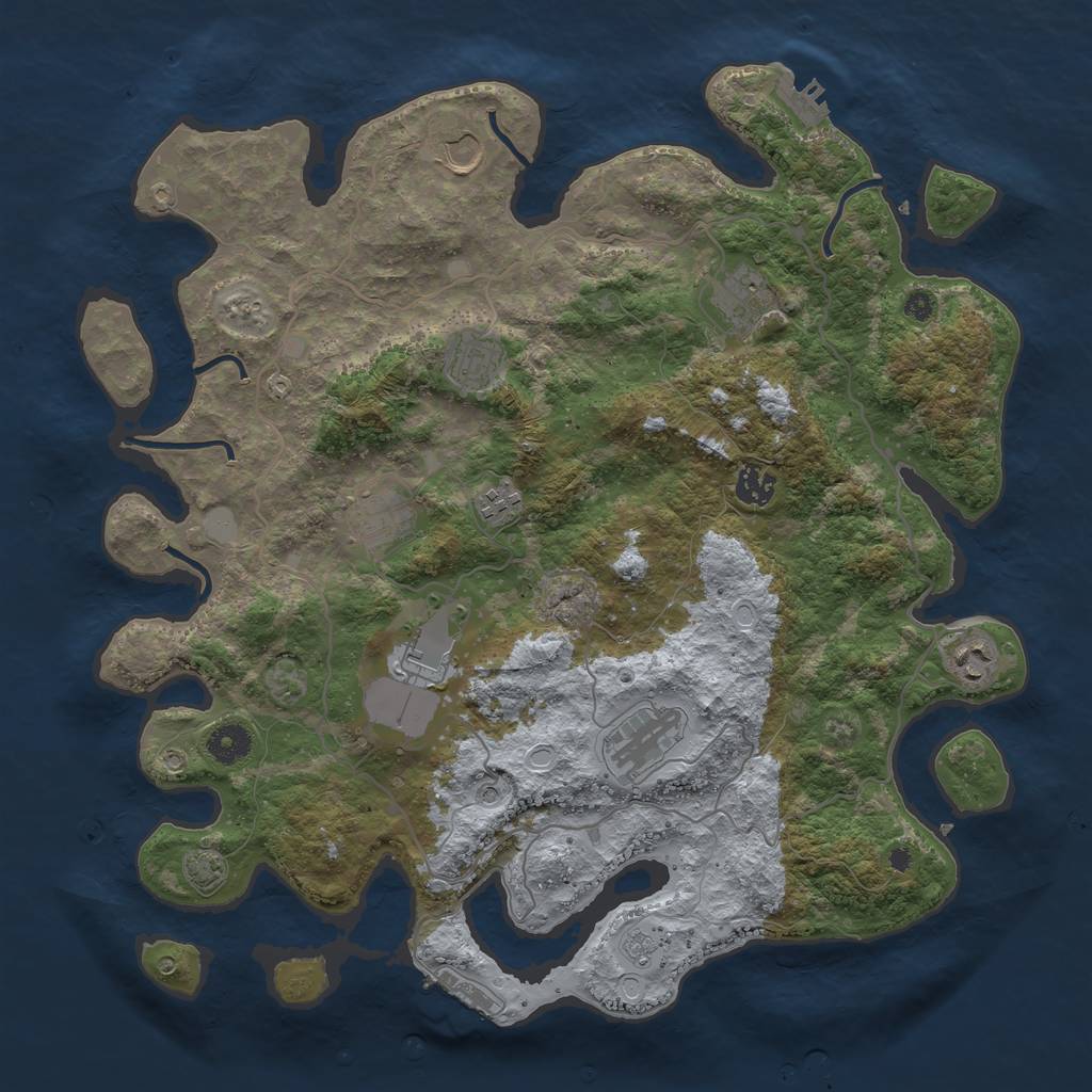 Rust Map: Procedural Map, Size: 4000, Seed: 12837, 17 Monuments
