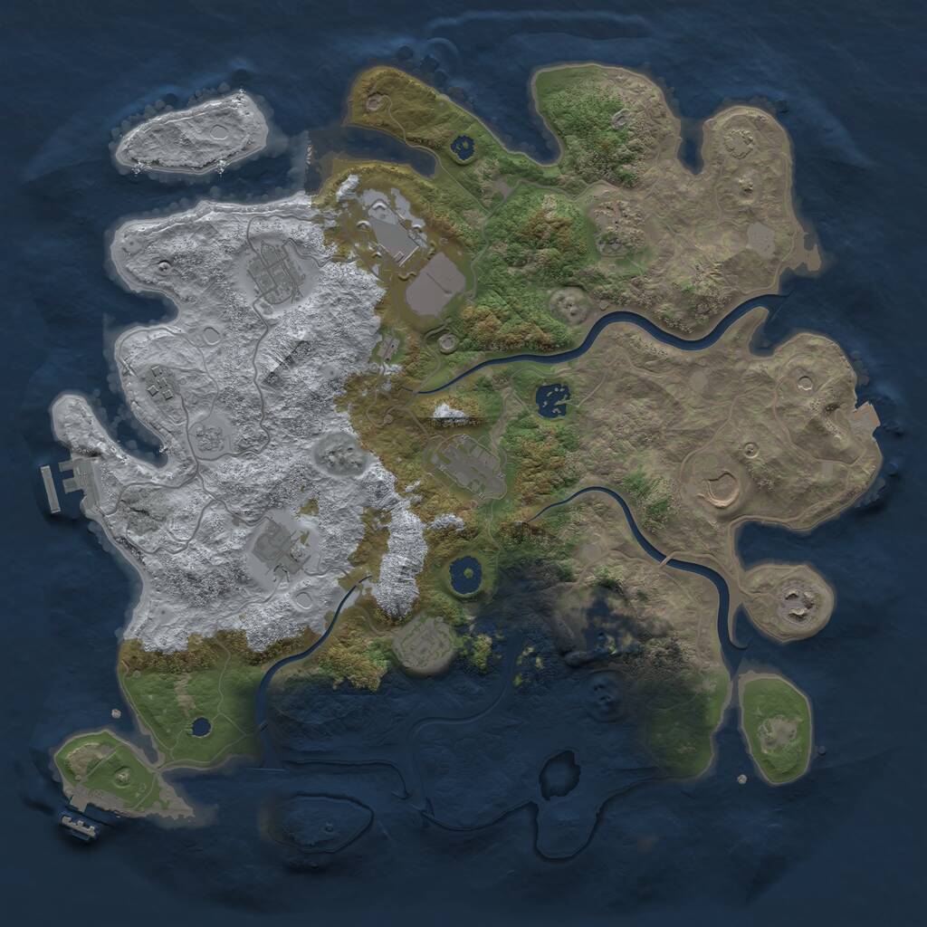 Rust Map: Procedural Map, Size: 3950, Seed: 26369884, 17 Monuments