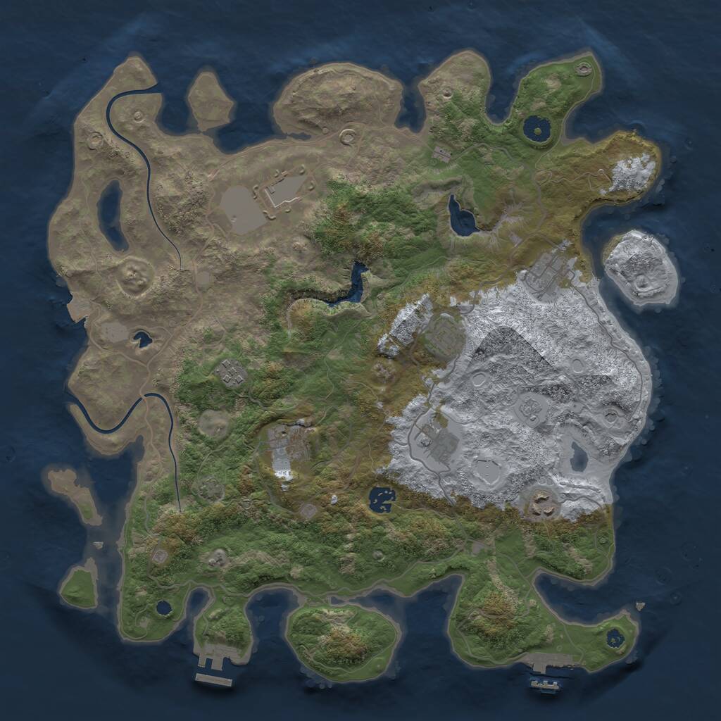 Rust Map: Procedural Map, Size: 4000, Seed: 930154274, 14 Monuments