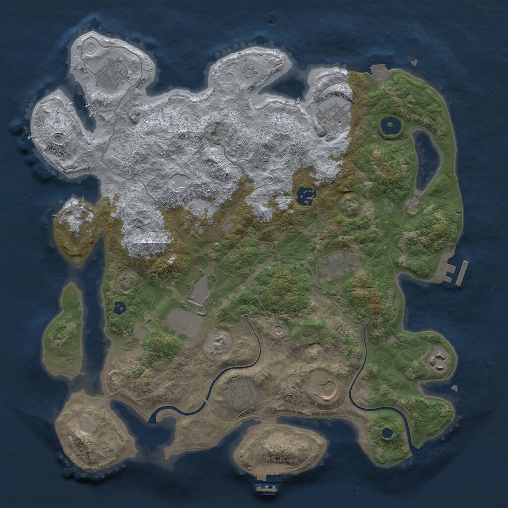 Rust Map: Procedural Map, Size: 3900, Seed: 77016349, 16 Monuments