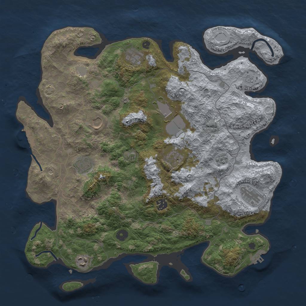 Rust Map: Procedural Map, Size: 4000, Seed: 639900221, 17 Monuments
