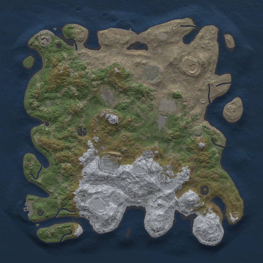 Rust Map: Procedural Map, Size: 4100, Seed: 52091712, 17 Monuments
