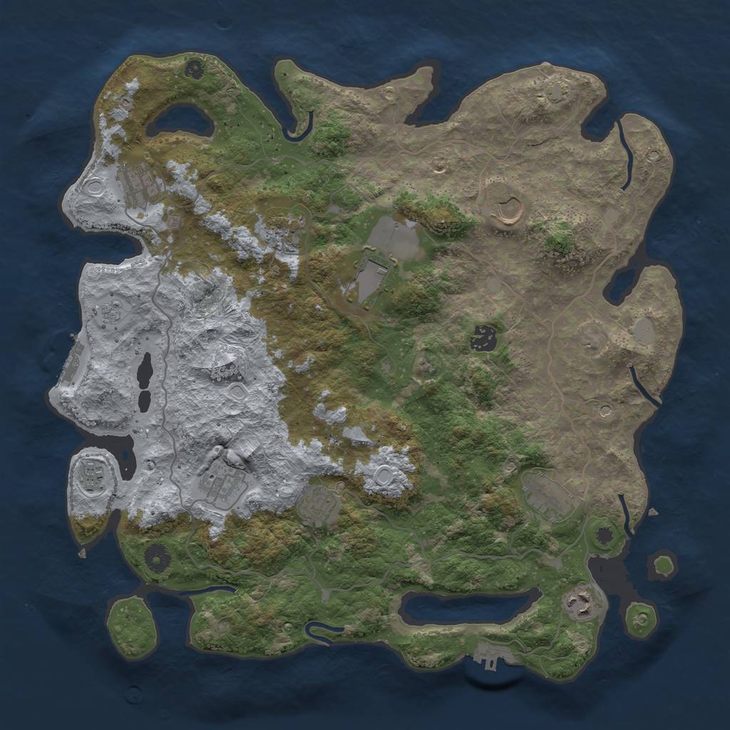 Rust Map: Procedural Map, Size: 4000, Seed: 1205880119, 18 Monuments
