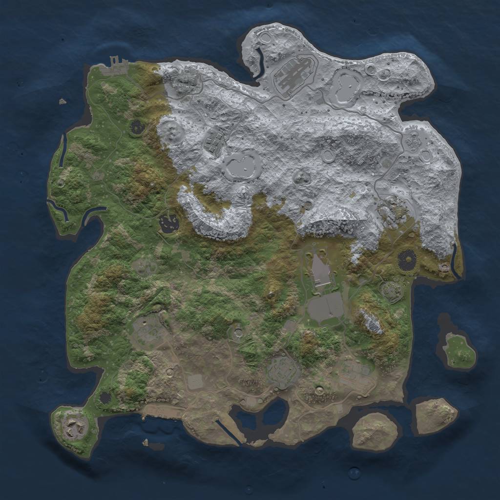 Rust Map: Procedural Map, Size: 3700, Seed: 69219943, 17 Monuments