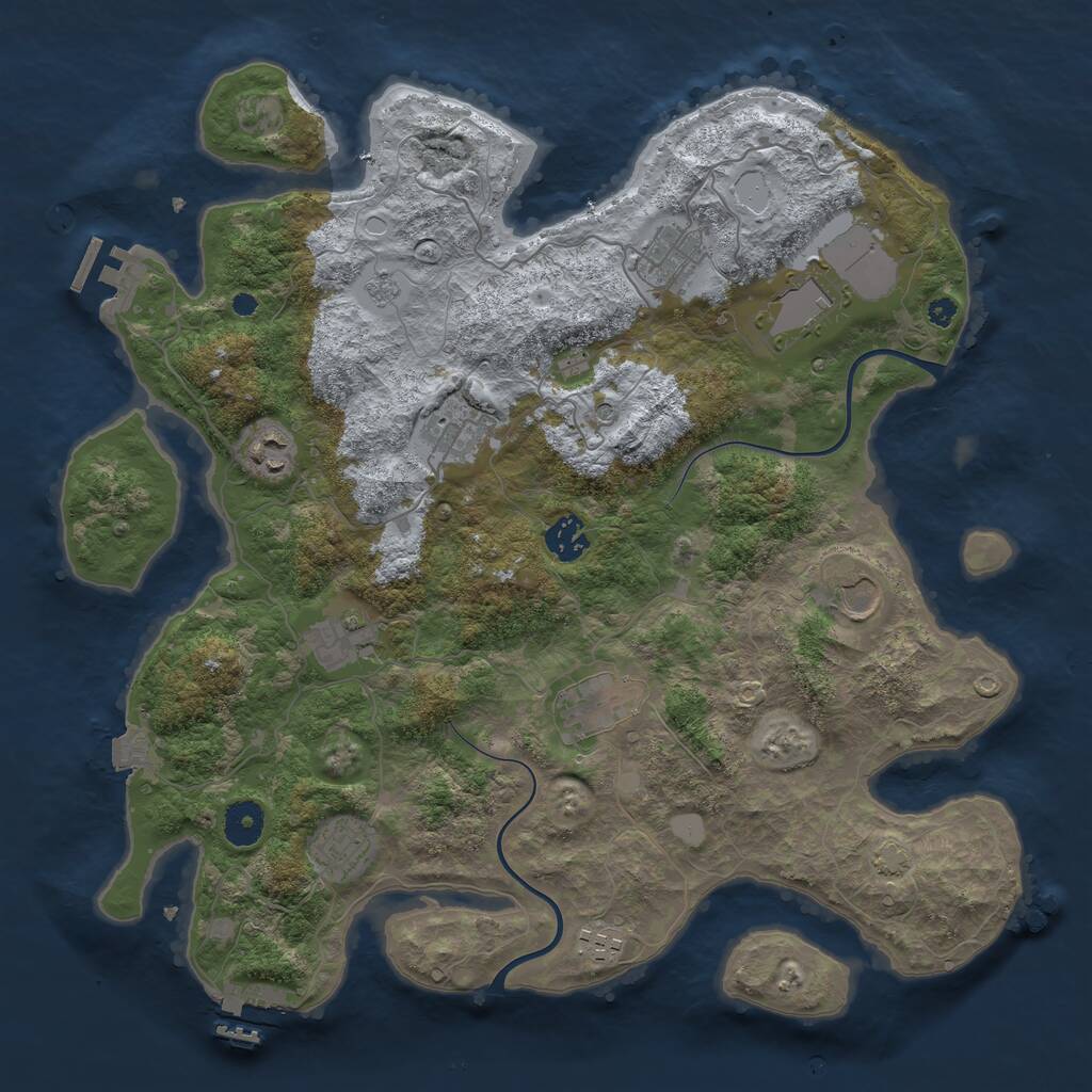 Rust Map: Procedural Map, Size: 3800, Seed: 60719908, 16 Monuments