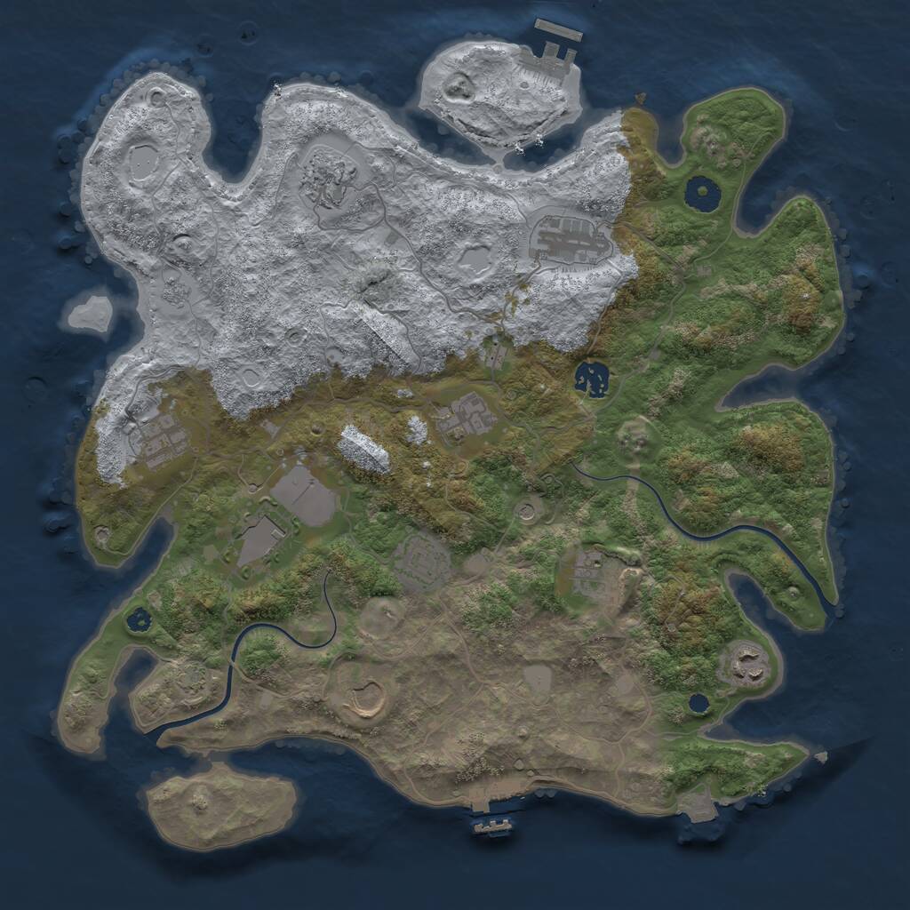 Rust Map: Procedural Map, Size: 3800, Seed: 42764805, 16 Monuments