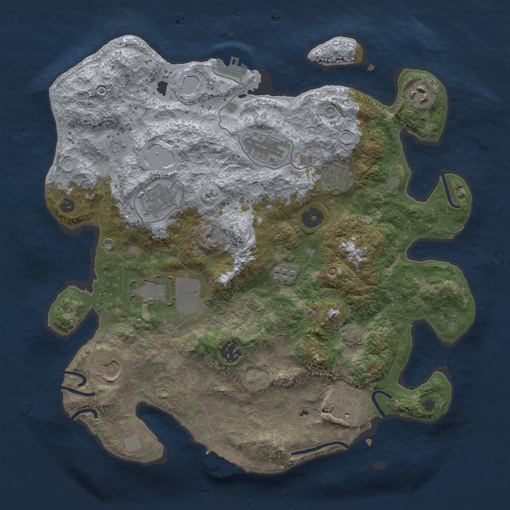 Rust Map: Procedural Map, Size: 3700, Seed: 34669850, 17 Monuments