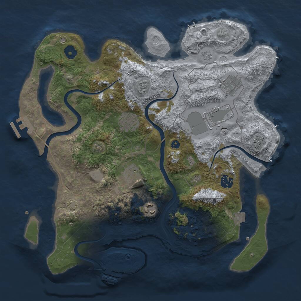 Rust Map: Procedural Map, Size: 3500, Seed: 23710370, 13 Monuments